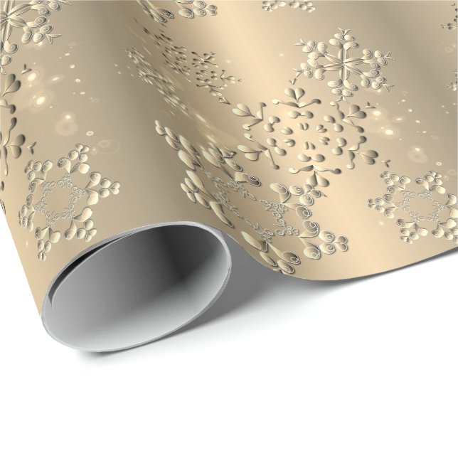 Papel De Presente Bronzy Snowflakes (Ponta do rolo)