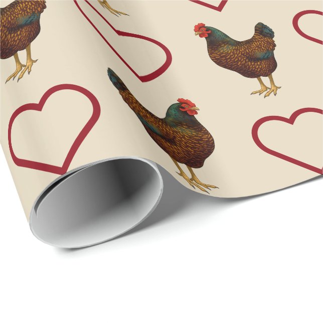 Papel De Presente Brown Barnevelder Hen Chicken (Ponta do rolo)
