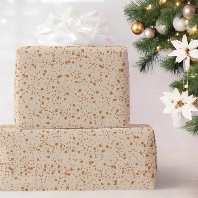 Papel De Presente Brown Beige Splash Dot Festivo Foliday Gift (Criador carregado)