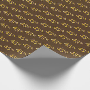 Papel De Presente Brown, evento do ouro 45th do falso
