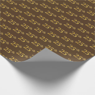 Papel De Presente Brown, evento do ouro do falso 25o (vigésimo