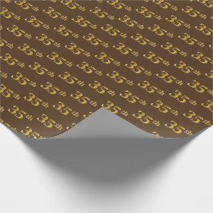Papel De Presente Brown, evento do ouro do falso 35o (trigésimo