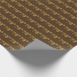 Papel De Presente Brown, evento Dourado do 70 do falso (Seventieth)