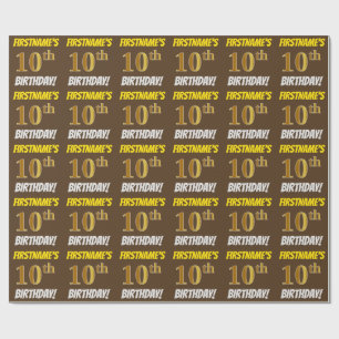 Papel De Presente Brown, falso/ouro de imitação, "10o ANIVERSÁRIO