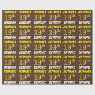 Papel De Presente Brown, falso/ouro de imitação, "19o ANIVERSÁRIO