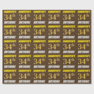 Papel De Presente Brown, falso/ouro de imitação, "34o ANIVERSÁRIO