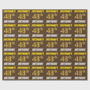 Papel De Presente Brown, falso/ouro de imitação, "48th ANIVERSÁRI