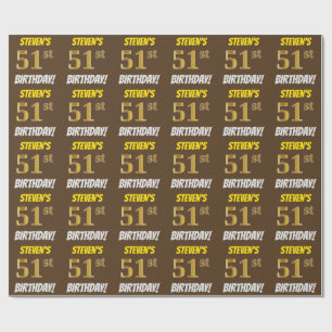 Papel De Presente Brown, falso/ouro de imitação, "51st ANIVERSÁRI