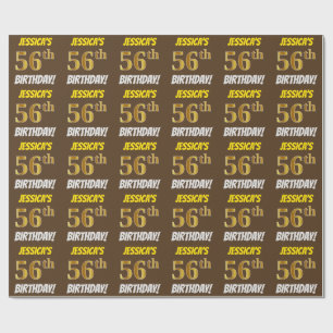 Papel De Presente Brown, falso/ouro de imitação, "56th ANIVERSÁRI