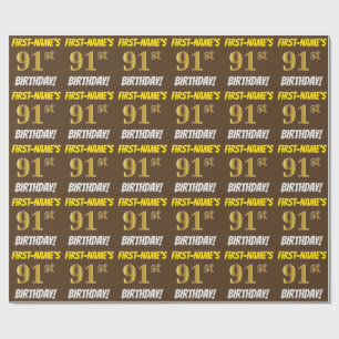 Papel De Presente Brown, falso/ouro de imitação, "91st ANIVERSÁRI