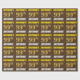 Papel De Presente Brown, falso/ouro de imitação, "99.o ANIVERSÁRI