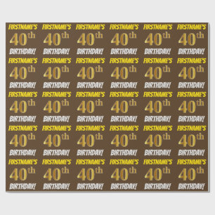 Papel De Presente Brown, falso/ouro de imitação, "aniversário de 