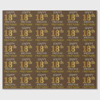 Brown, Faux Dourado "FELIZ 18 ANOS"