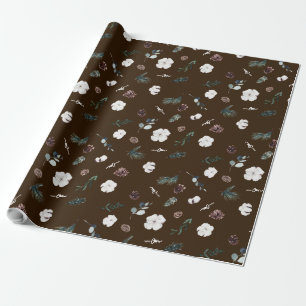 Papel De Presente Brown Greenery Vintage Feliz Natal
