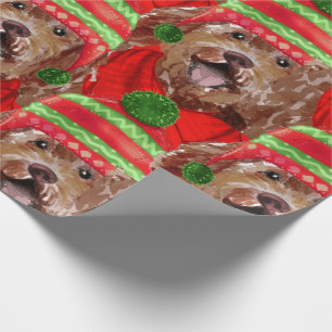 Papel De Presente Brown Labradoodle Dog Lover Padrão Natal