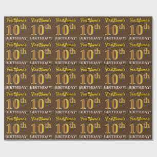 Papel De Presente Brown, olhar Dourado de imitação "10o ANIVERSÁR