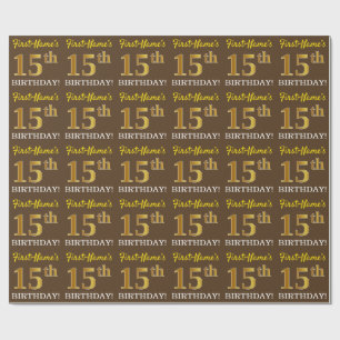 Papel De Presente Brown, olhar Dourado de imitação "15o ANIVERSÁR