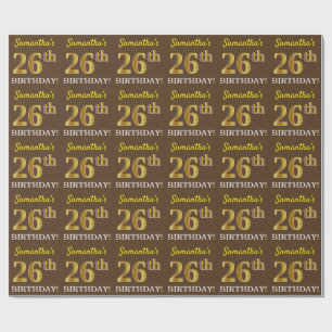 Papel De Presente Brown, olhar Dourado de imitação "26o ANIVERSÁR