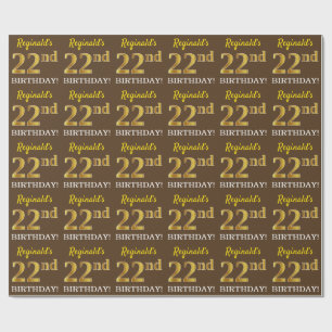 Papel De Presente Brown, olhar Dourado de imitação "2ò ANIVERSÁR
