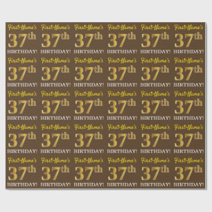Papel De Presente Brown, olhar Dourado de imitação "37th ANIVERSÁ