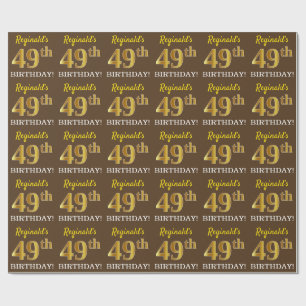 Papel De Presente Brown, olhar Dourado de imitação "49th ANIVERSÁ