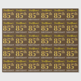 Papel De Presente Brown, olhar Dourado de imitação "85th ANIVERSÁ
