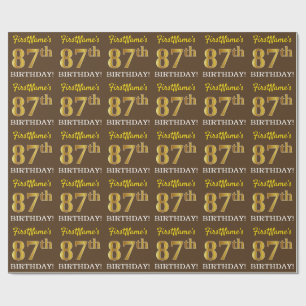 Papel De Presente Brown, olhar Dourado de imitação "87th ANIVERSÁ