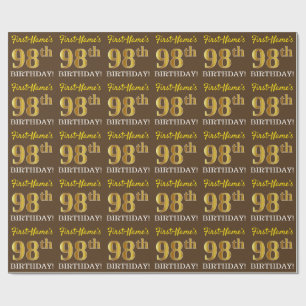 Papel De Presente Brown, olhar Dourado de imitação "98th ANIVERSÁ