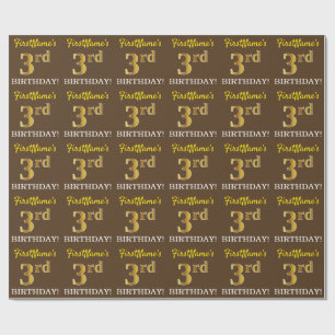 Papel De Presente Brown, olhar Dourado de imitação "aniversário d
