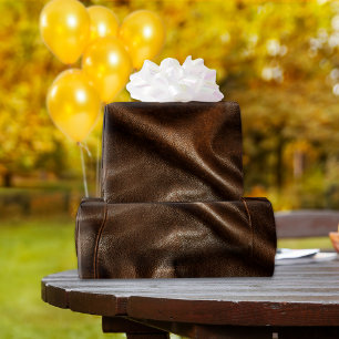 Papel De Presente Brown Shiny Faux Leather