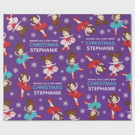 Papel De Presente Brunette Christmas Ballerina