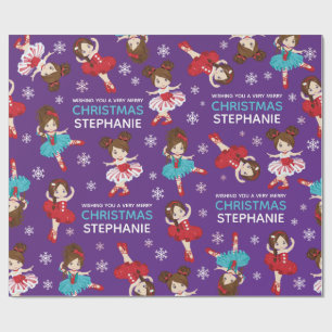 Papel De Presente Brunette Christmas Ballerina