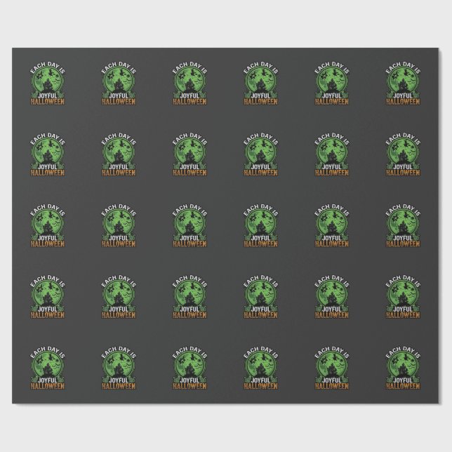 Papel De Presente Bruxa da Abóbora de Halloween Teia de Aranha Dupla (Aberto)