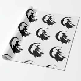 Papel De Presente Bruxa De Halloween E Lua, Halloween,