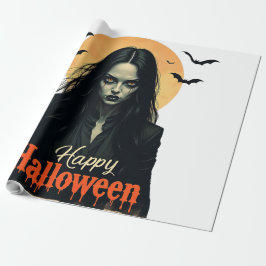 Papel De Presente Bruxa de Halloween Gótica