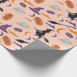 Papel De Presente Bruxa de Halloween no Papel de Molho de Broom com