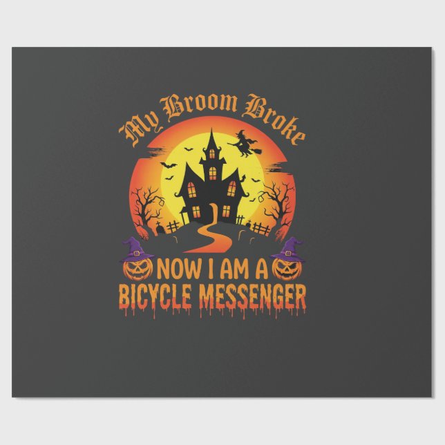 Papel De Presente Bruxa de Mensageiro de Bicicleta de Halloween Vass (Aberto)
