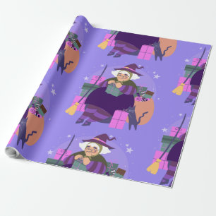 Papel De Presente bruxa de natal de epifania befana gato preto