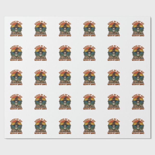 Papel De Presente Bruxa do Dia das Enfermeiras Noite de Halloween Ca (Aberto)