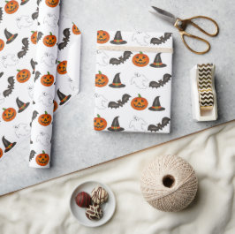Papel De Presente Bruxa-Fantasma de Bat-Pumpkin do Halloween