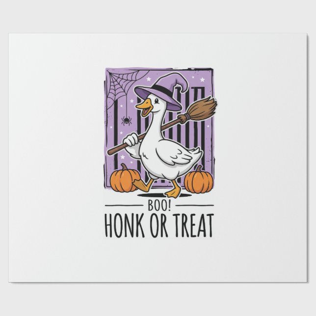 Papel De Presente Bruxa Ganso Honque ou Presente de Halloween (Aberto)