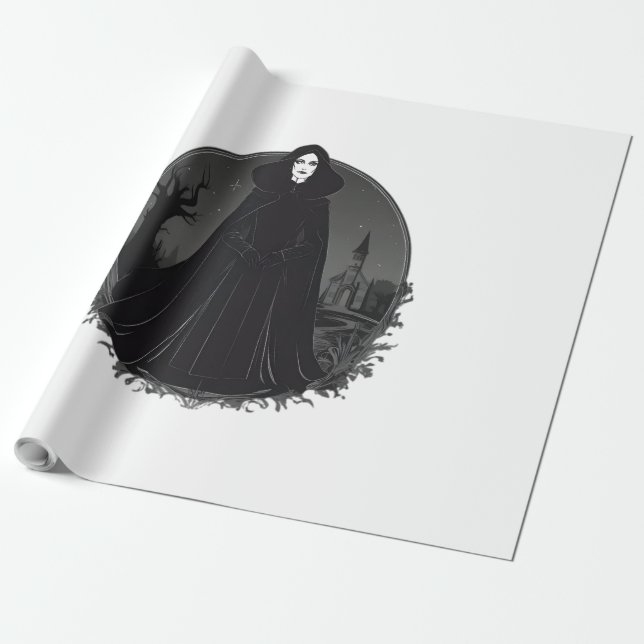 Papel De Presente Bruxa Gothic Salem à meia-noite (Desenrolado)