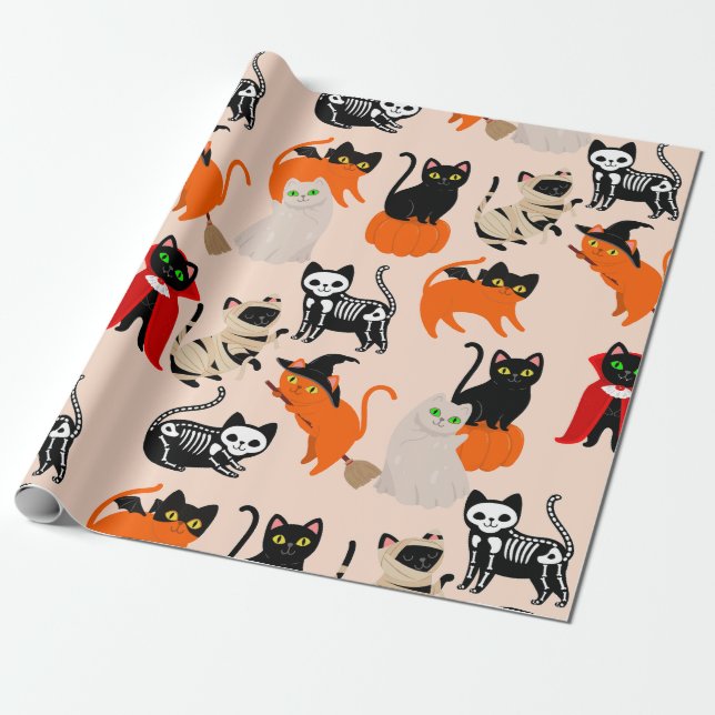 Papel De Presente bruxa-múmia de gato-de-bruxa-bruxa-bruxa (Desenrolado)