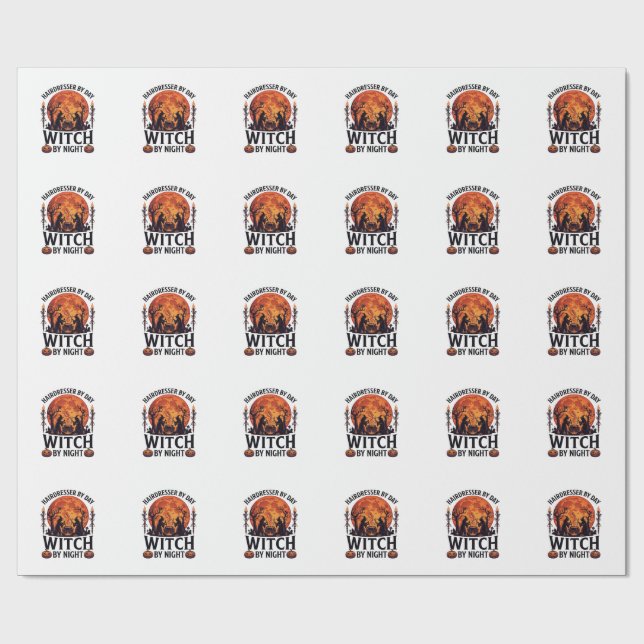 Papel De Presente Bruxa Noturna Dia de Cabeleireiro Halloween Pente  (Aberto)