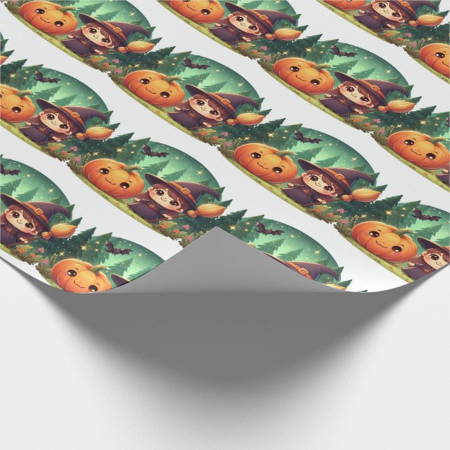Papel De Presente Bruxa Pequena Halloween (Ponta)