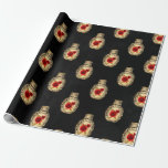 Papel De Presente Bruxa Vermelha Negra e Negra<br><div class="desc">A bruxa-gótica vermelha de Crimson temeu as etiquetas favoritas com um padrão de garrafa de poção.</div>