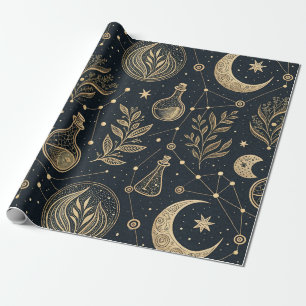 Papel De Presente Bruxaria Celestial Mística - Botânica Dourada