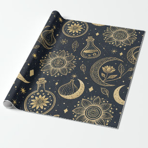 Papel De Presente Bruxaria Celestial Mística - Botânica Dourada