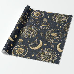Papel De Presente Bruxaria Celestial Mística - Botânica Dourada (2)