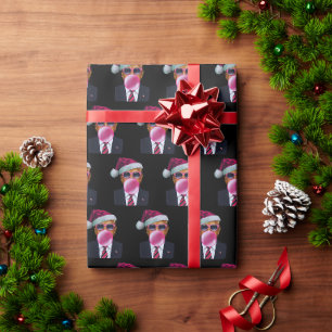 Papel De Presente Bubblegum Trump Soprando Bolha Goma Pia de Natal